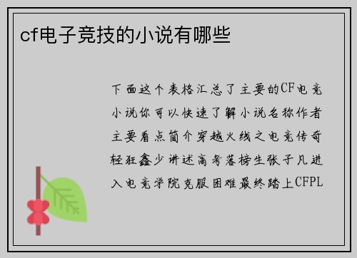 cf电子竞技的小说有哪些